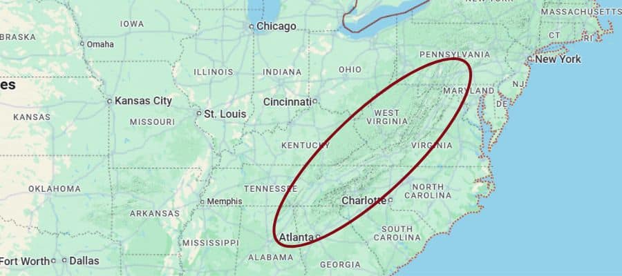 Appalachian English Speech and Language Development map